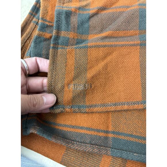 Filson Tartan Plaid Orange Cotton Flannel Scarf One Size - Picture 3 of 4